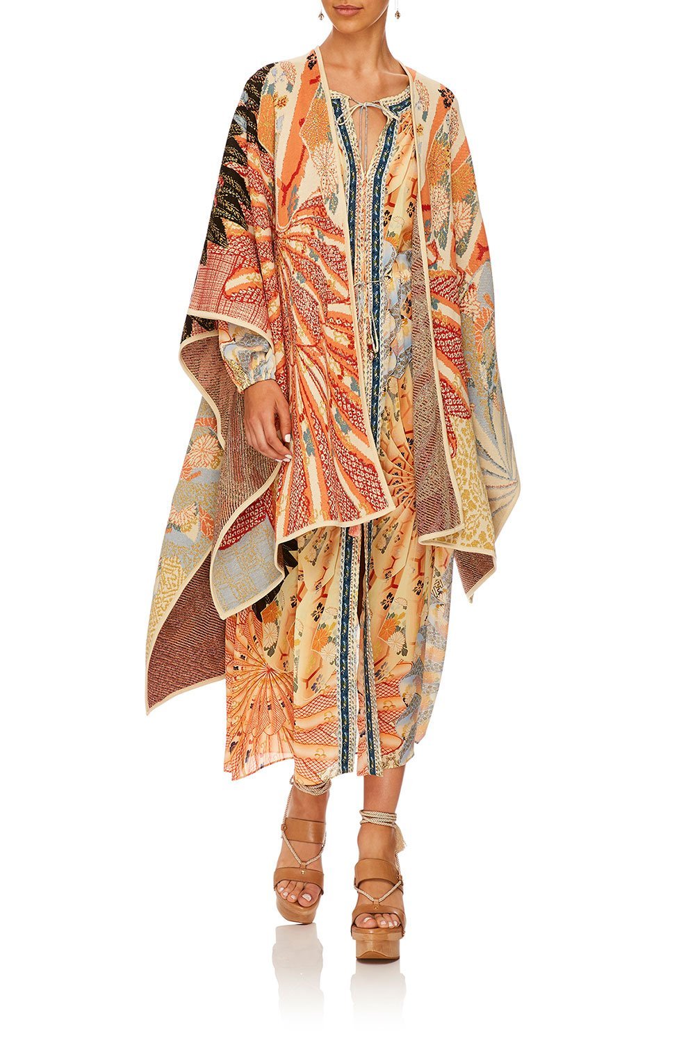 CAMILLA FOR THE FANS THROW OVER PONCHO