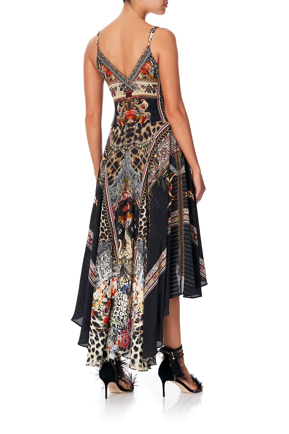 CAMILLA TIE DETAIL HIGH LOW DRESS MARAIS AT MIDNIGHT