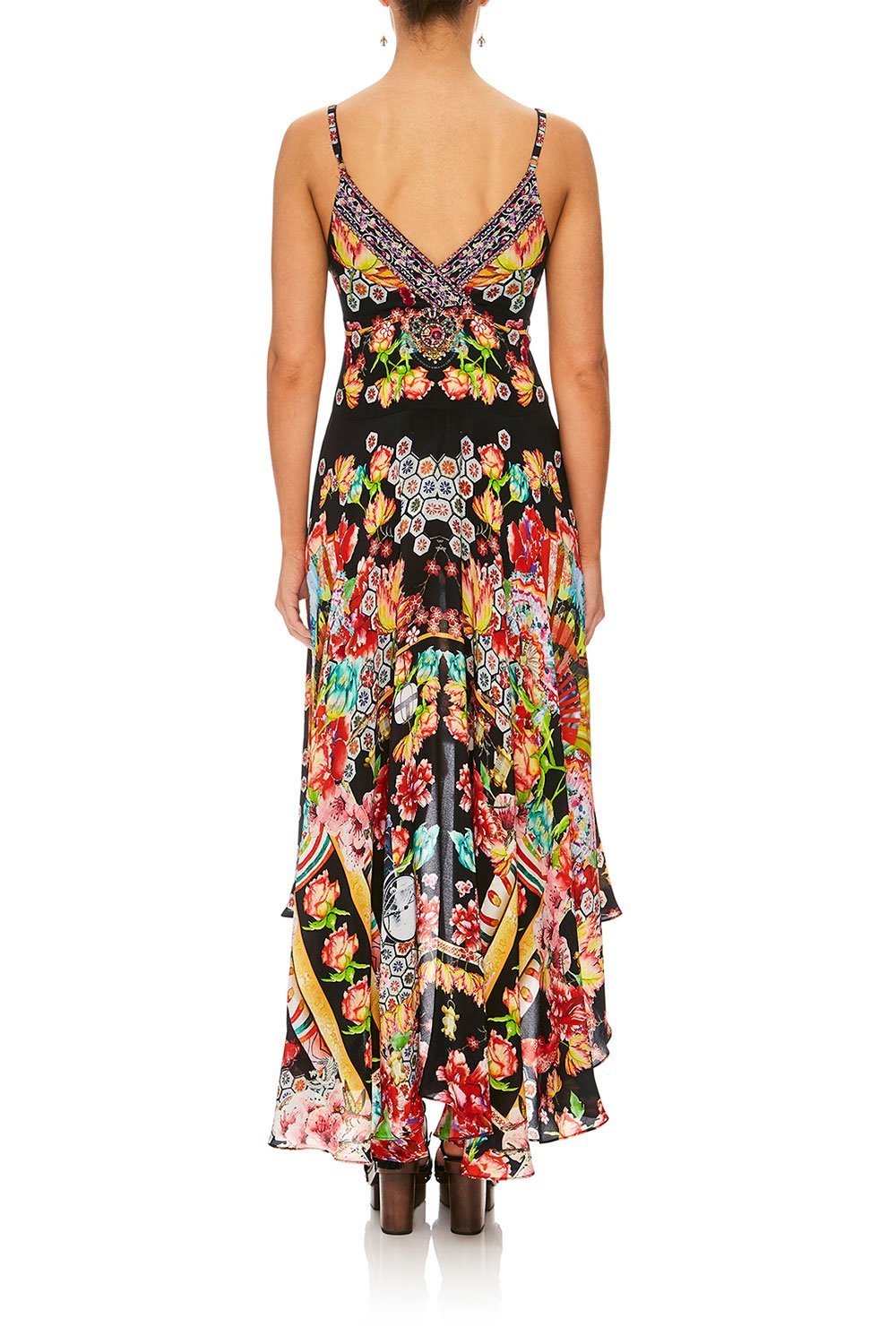 CAMILLA PAINTED LAND TIE DETAIL HIGH LOW DRESS