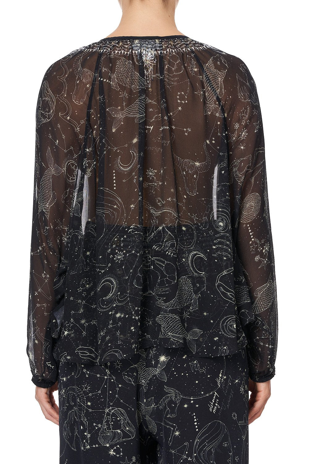 TIE FRONT HIGH LOW HEM BLOUSE MOON SET