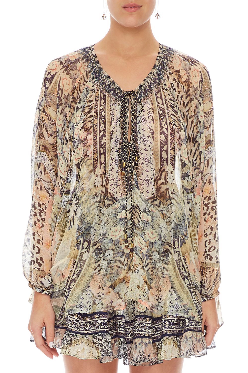 CAMILLA TIE FRONT HIGH LOW HEM BLOUSE MOTO MAIKO