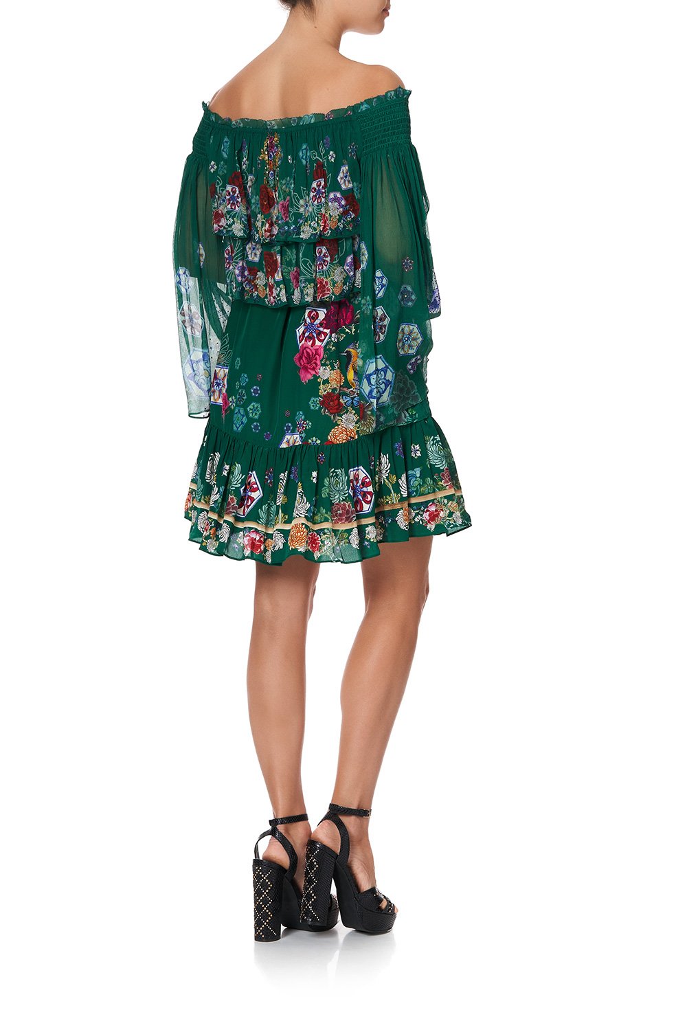 TIERED RUFFLE DRESS EMERALD'S ORBIT