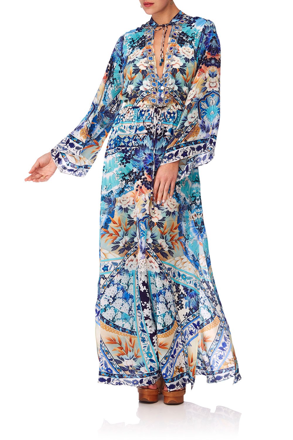 CAMILLA TOKYO TRIBE DRAWSTRING BUTTON UP DRESS