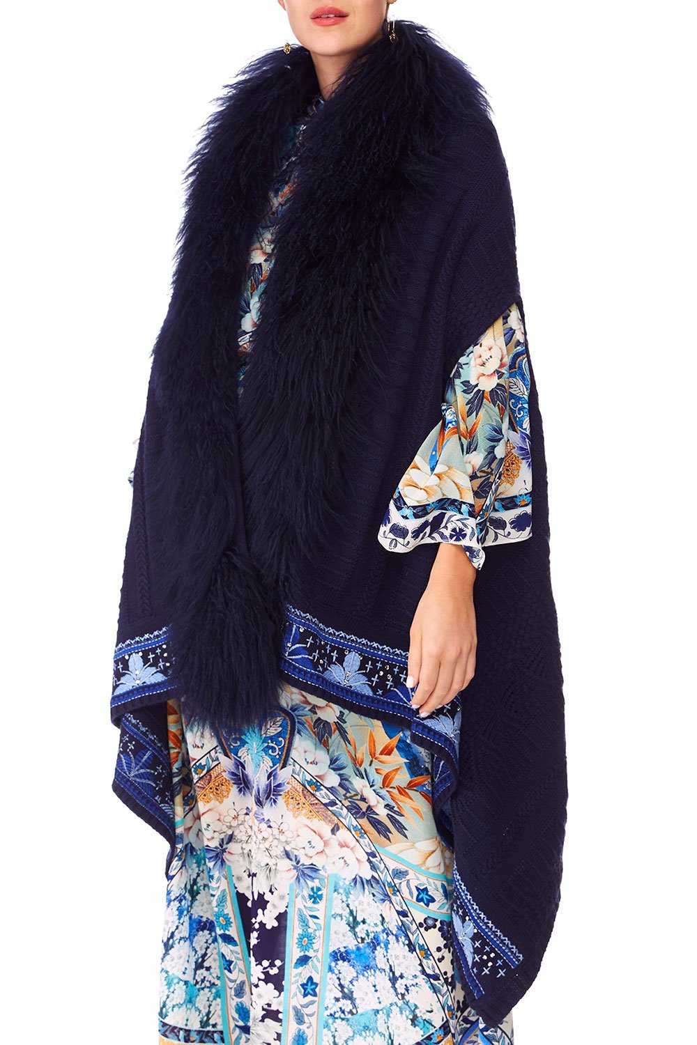 CAMILLA TOKYO TRIBE SHEARLING PONCHO