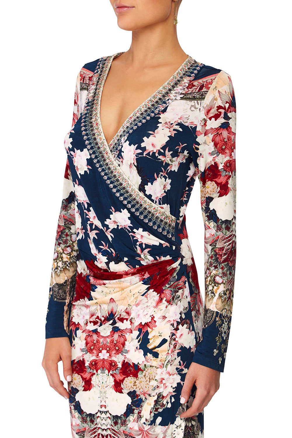 CAMILLA TWIN SHADOW WRAP DRESS W TIE