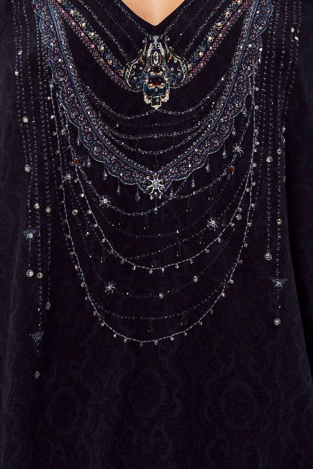 CAMILLA V-NECK CROSS BACK TOP MIDNIGHT MEETING