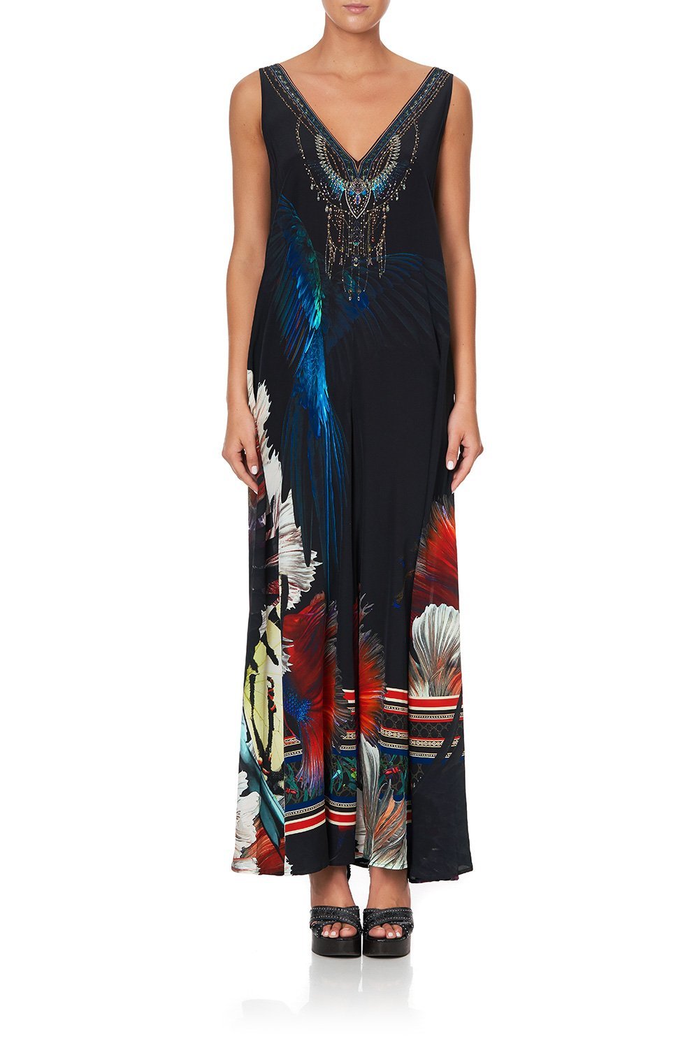 V NECK FLARED JUMPSUIT NIGHT FLIGHT