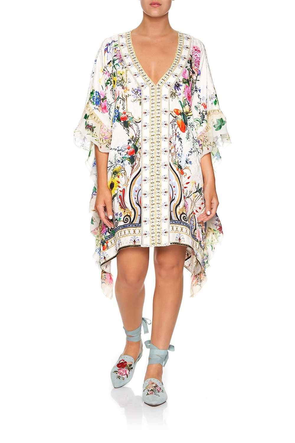 CAMILLA V-NECK KAFTAN WITH RUFFLE SLEEVE BOHEME