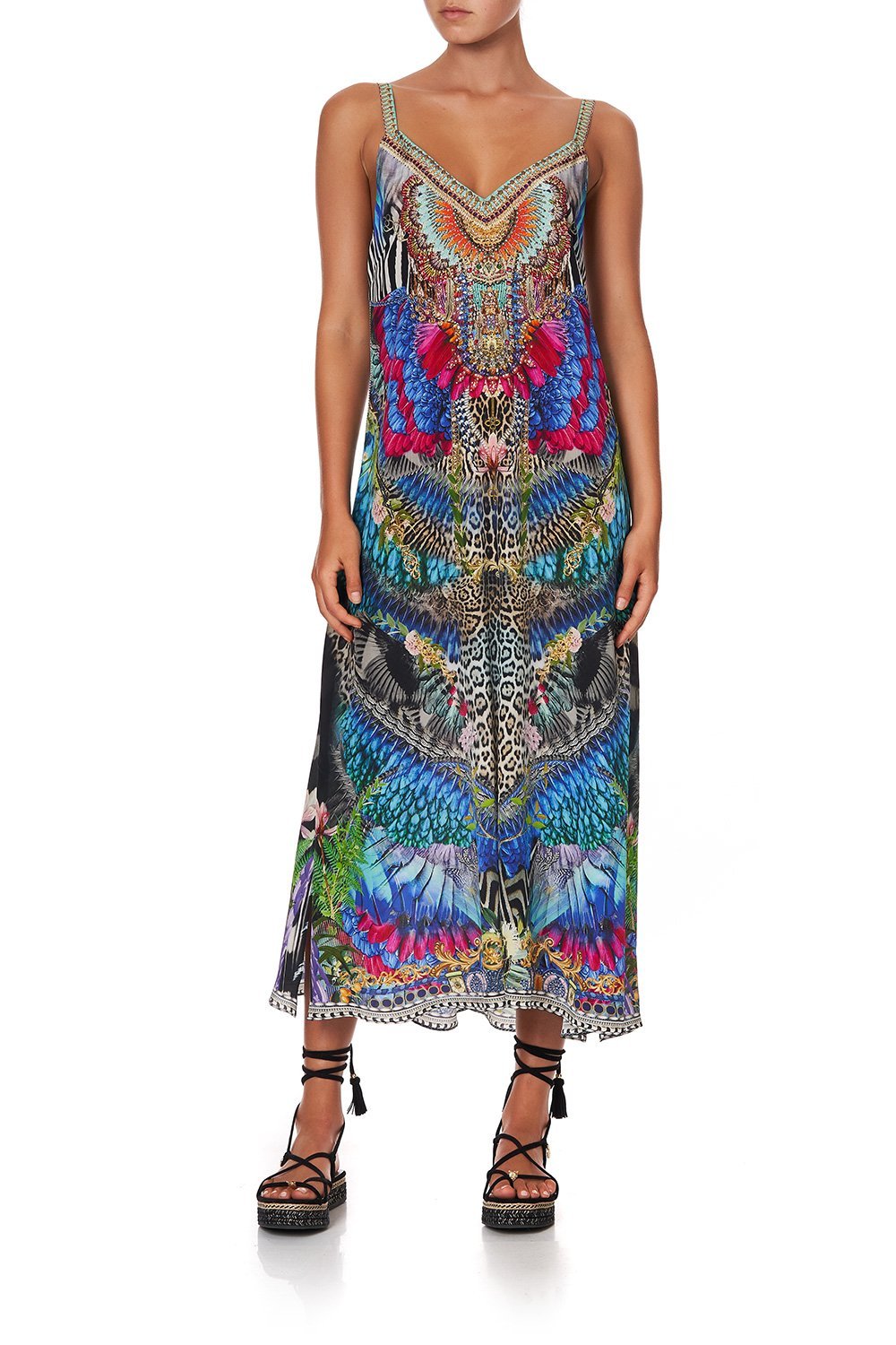 V NECK MIDI SLIP DRESS CAFE NAIROBI