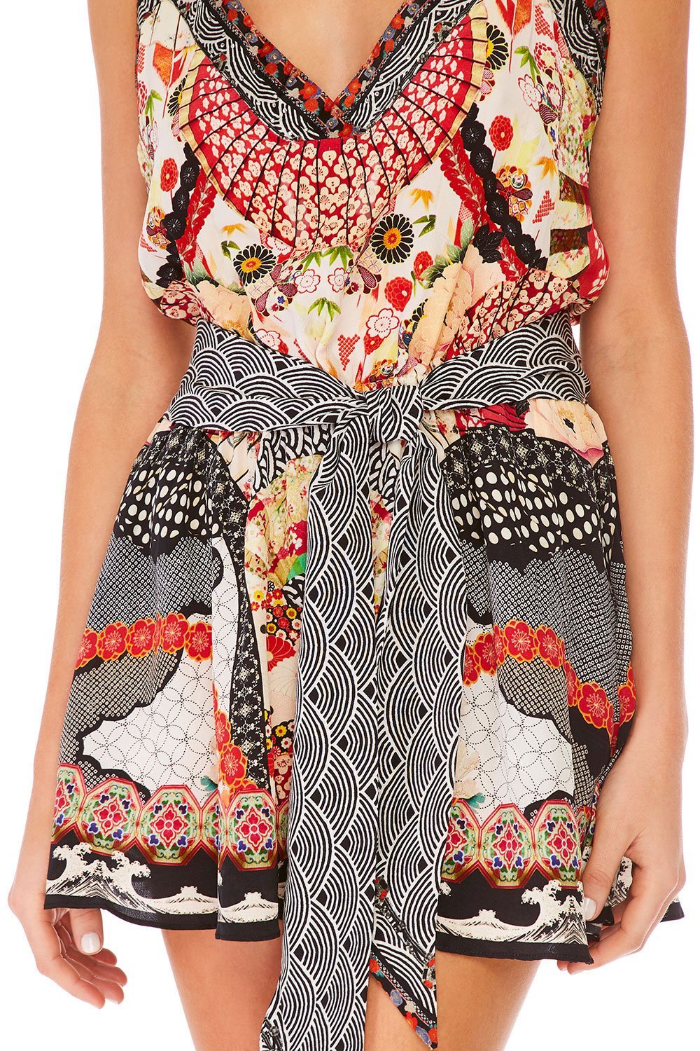 CAMILLA VINTAGE VIXEN V-NECK PLAYSUIT W BANDS