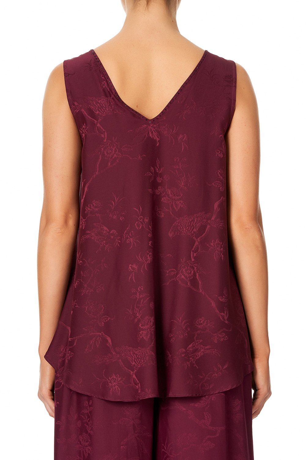 CAMILLA WIDE STRAP U-RING TOP BURGUNDY