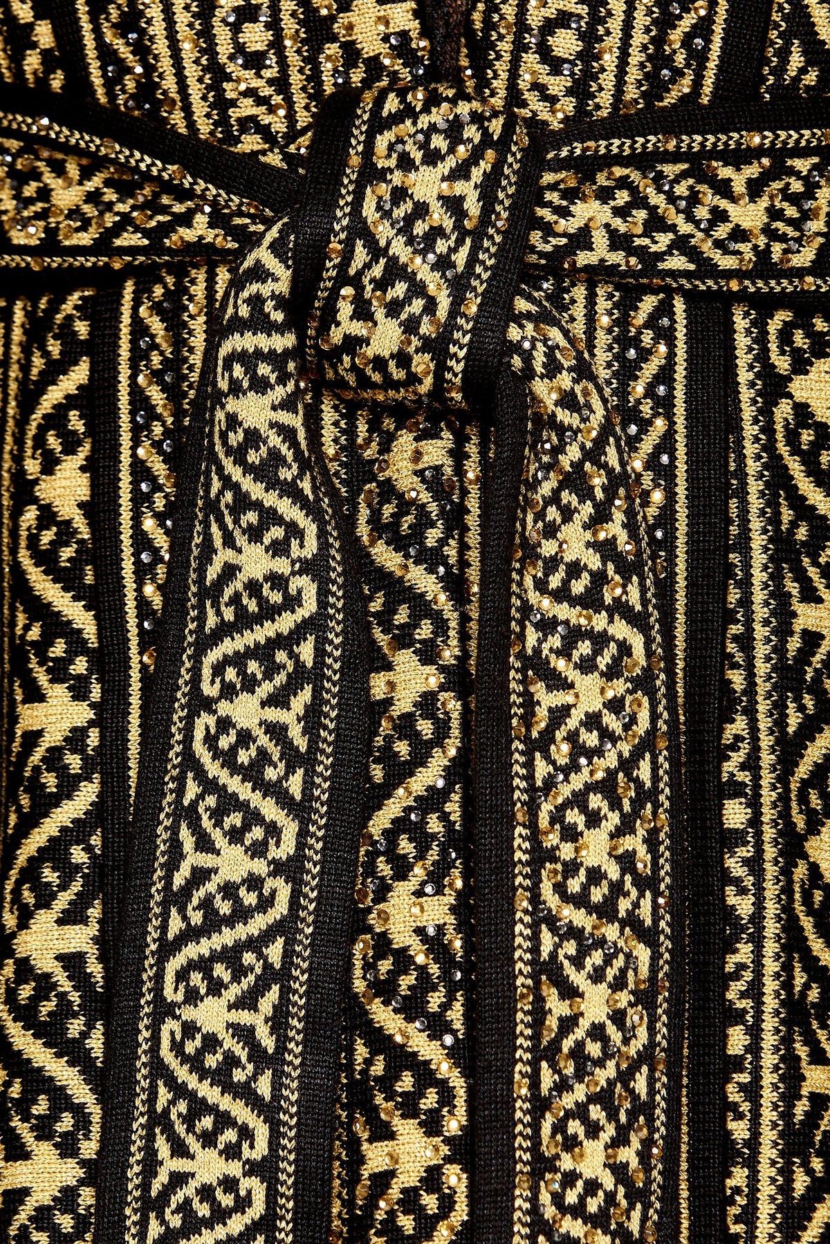 KIMONO KNIT WITH TIE BLACK GOLD