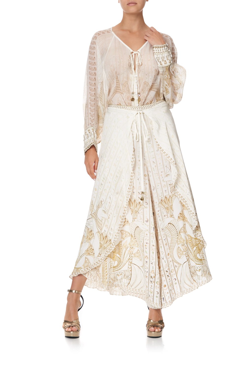 WRAP FRONT SHAPED HEM PANT THE QUEENS CHAMBER