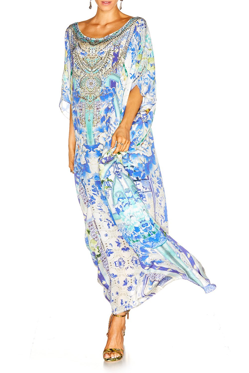 PORCELAIN PARADISE ROUND NECK KAFTAN