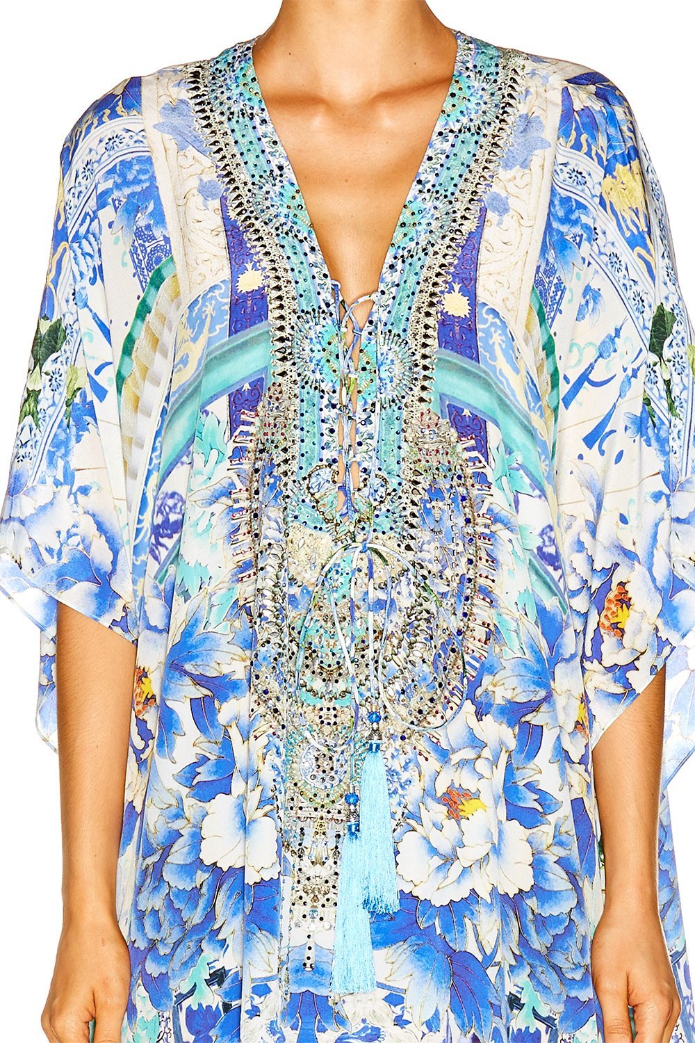 PORCELAIN PARADISE SHORT LACE UP KAFTAN