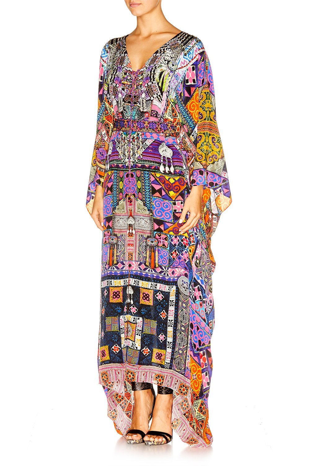 PATCH ME UP SPLIT HEM LACE UP KAFTAN