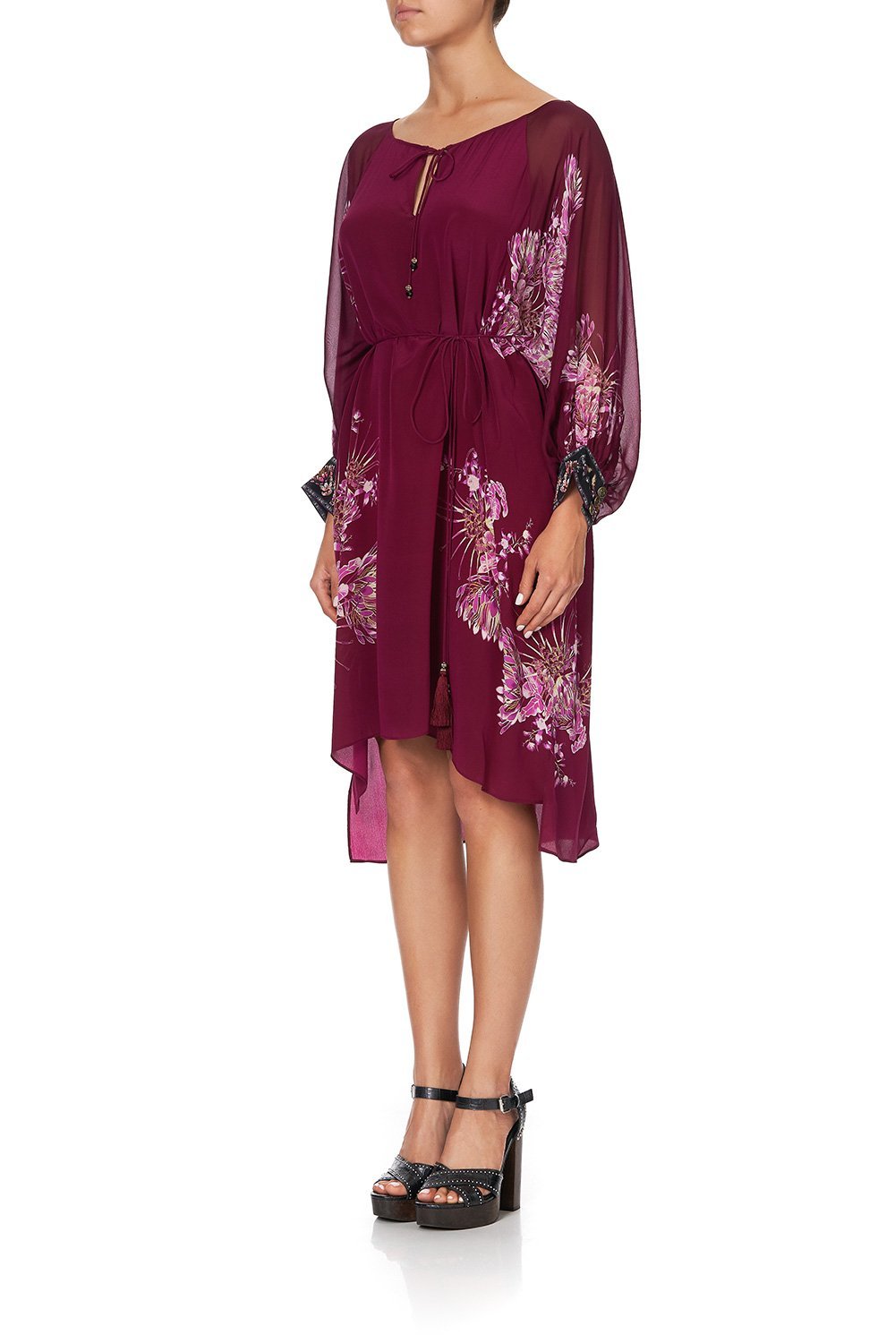 RAGLAN SLEEVE TIE FRONT DRESS DESERT SUNRISE