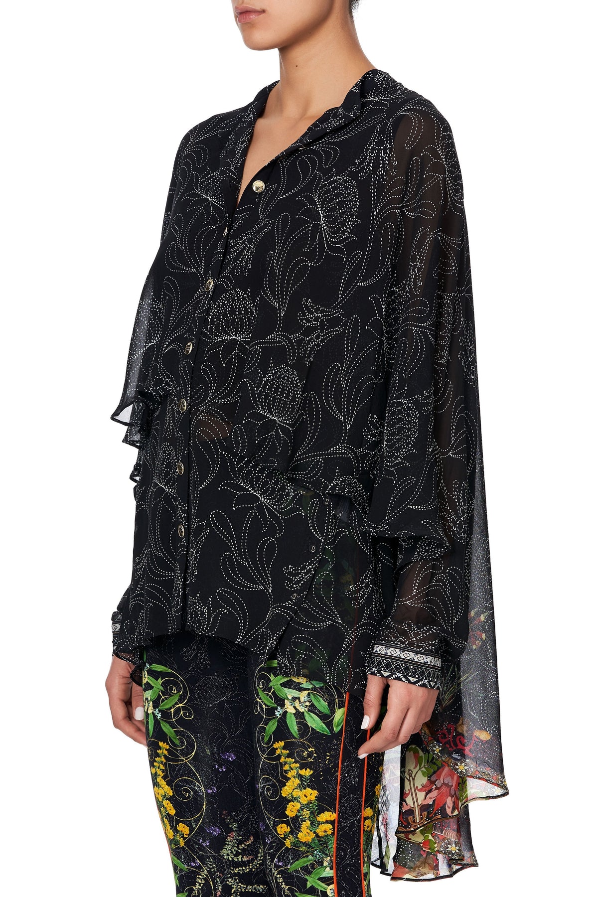 DRAPED BUTTON FRONT BLOUSE BLACKHEATH BETTY