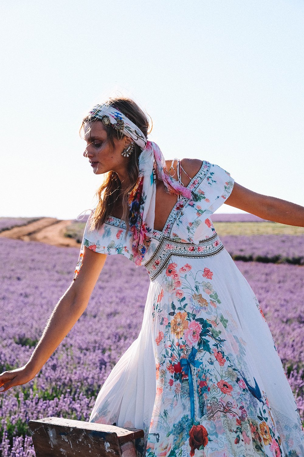 PLEATED DRESS WITH PLEAT SLEEVE JARDIN POSTCARDS