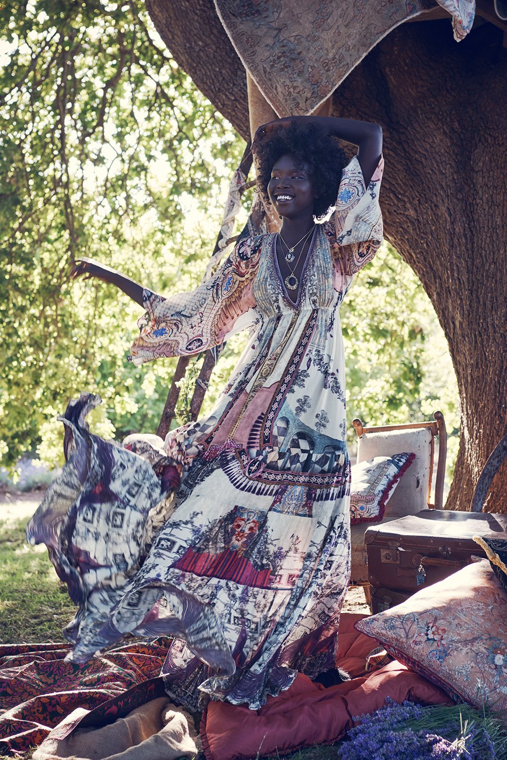 GATHERED PANEL DRESS VIOLET CITY