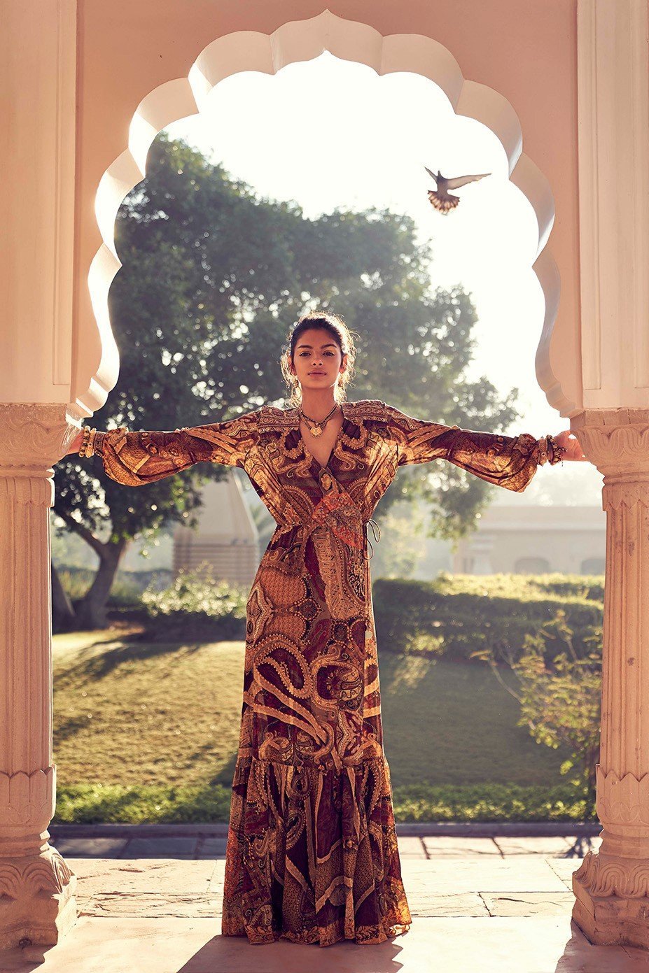 FAMILY GATHERING QUILTED YOKE WRAP DRESS