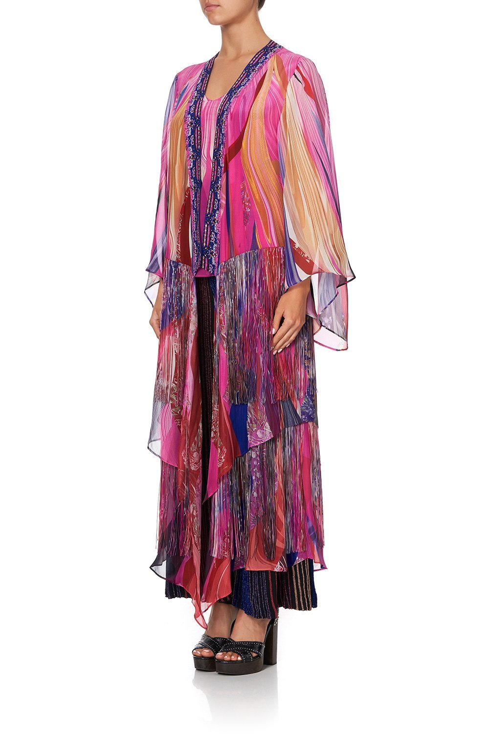 ROBE WITH DOUBLE LAYERED HEM FOLK RIVER