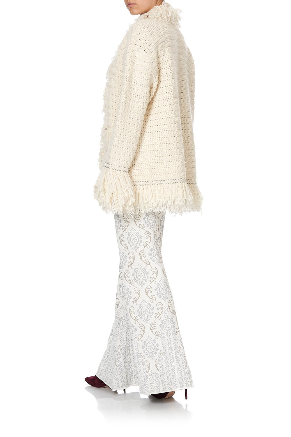 HEAVY KNIT CARDIGAN WITH FRINGING CRYSTAL CASTLE