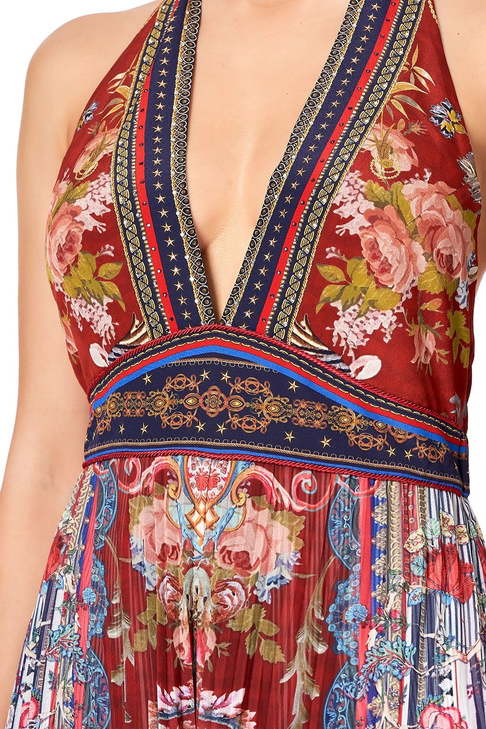 TIE NECK HALTER JUMPSUIT COSTUME PARTY