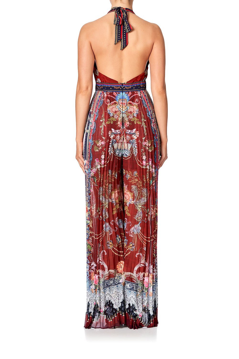 TIE NECK HALTER JUMPSUIT COSTUME PARTY