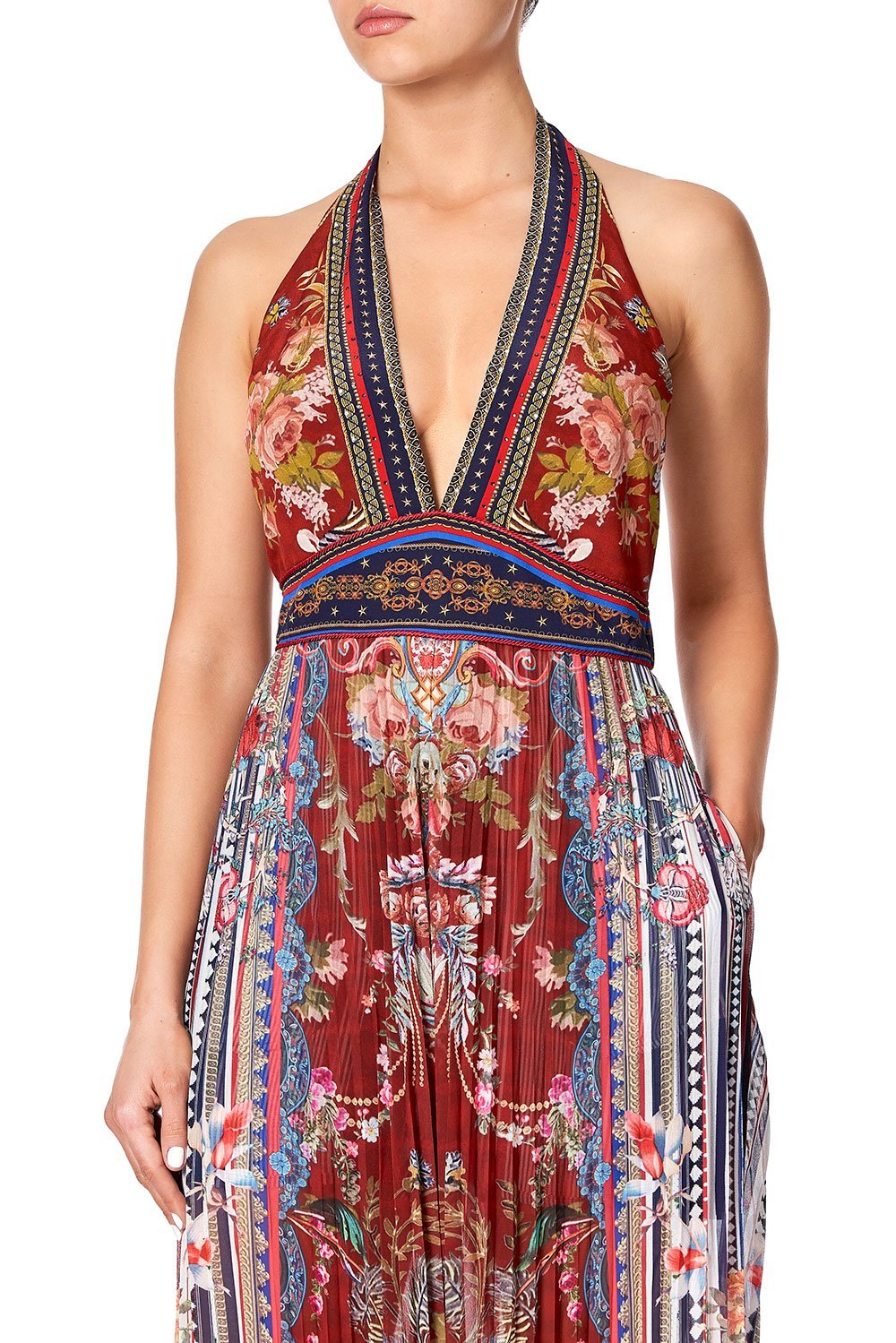 TIE NECK HALTER JUMPSUIT COSTUME PARTY