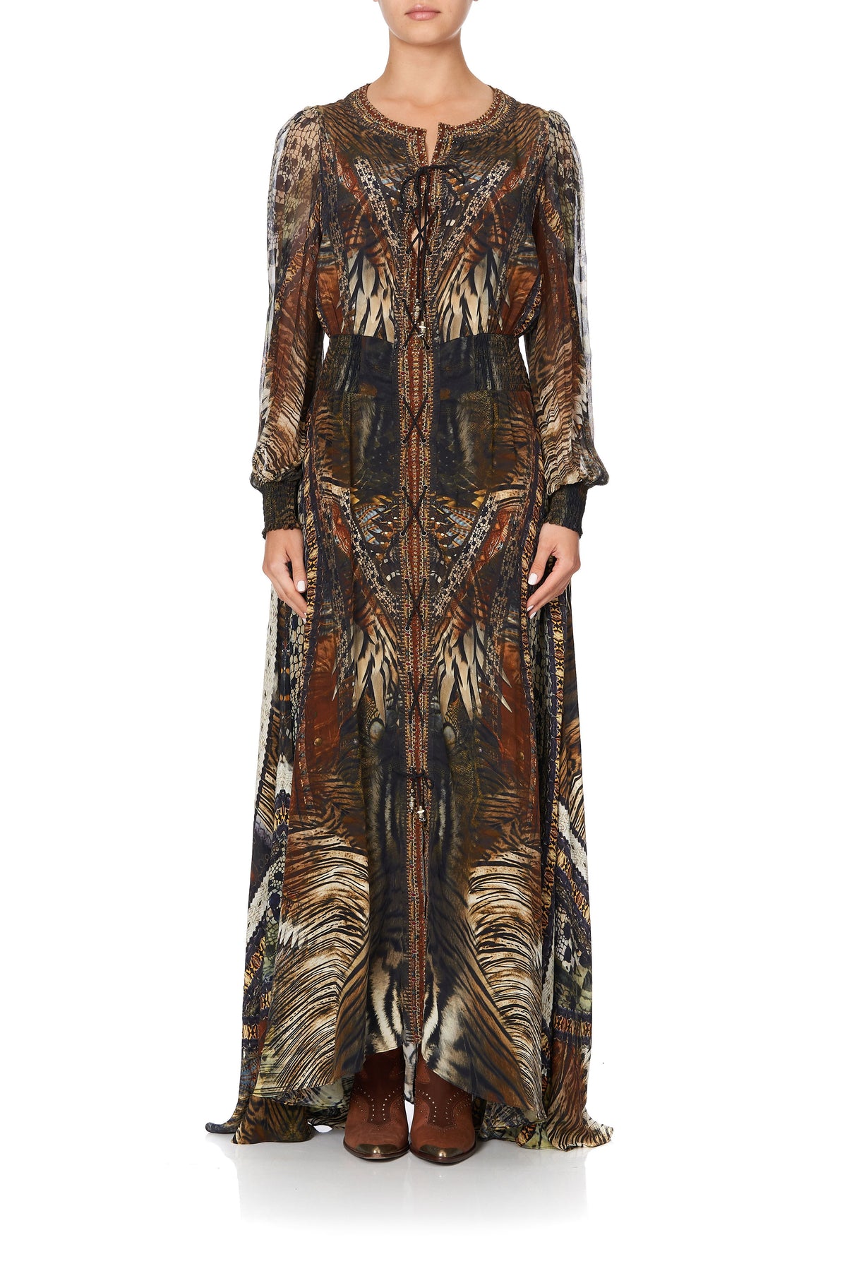 LACE UP DRESS WITH BLOUSON SLEEVE KAKADU CALLING