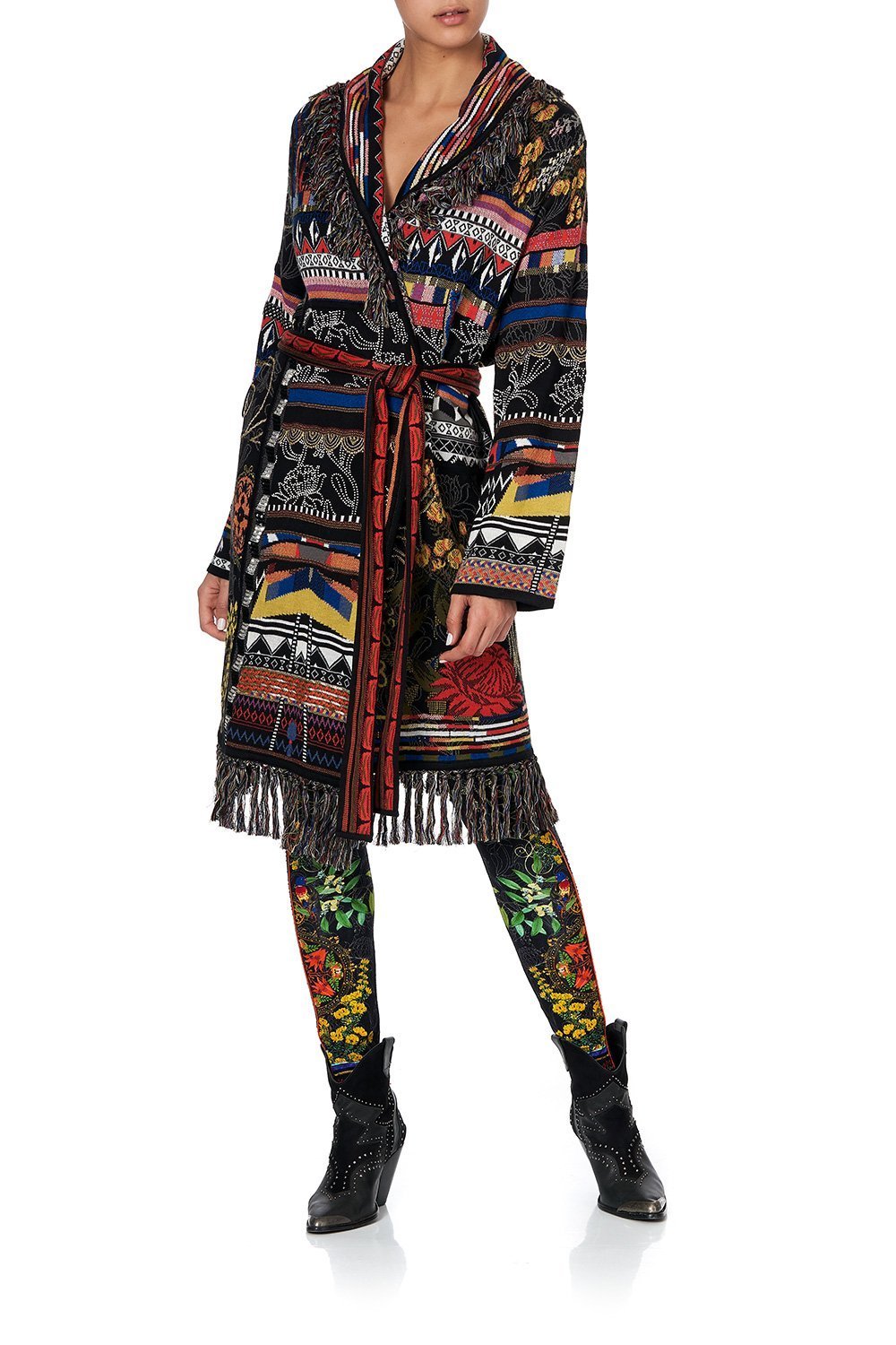 KNIT JACQUARD JACKET WITH FRINGING BLACKHEATH BETTY
