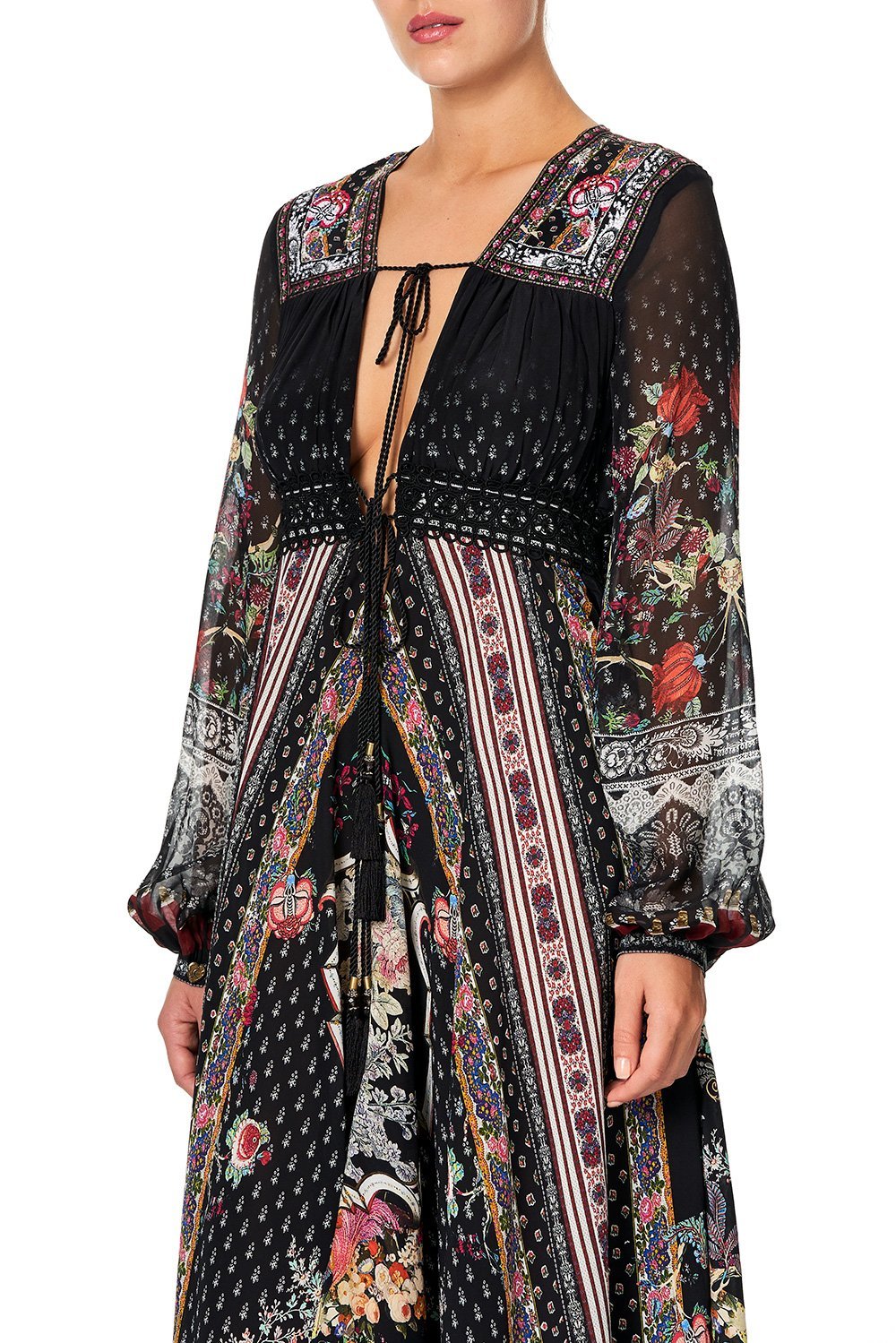 PEASANT DRESS WITH TIE FRONT HEUTE PROVINCIAL