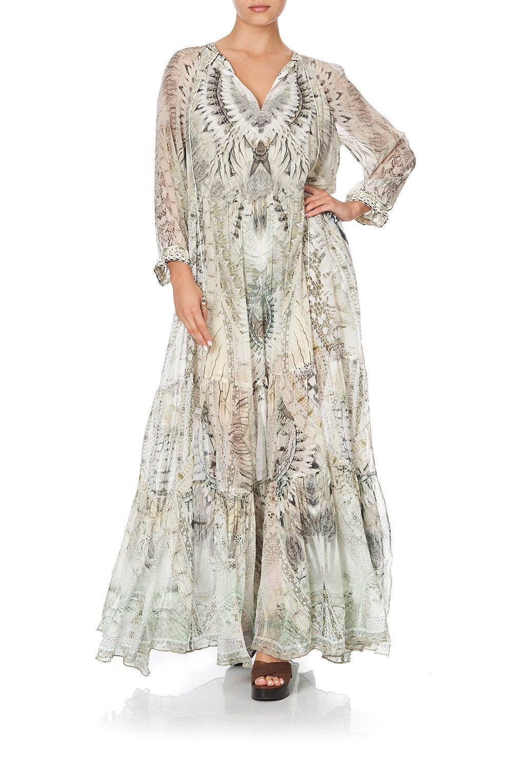 LONG GATHERED PANEL DRESS DAINTREE DREAMING