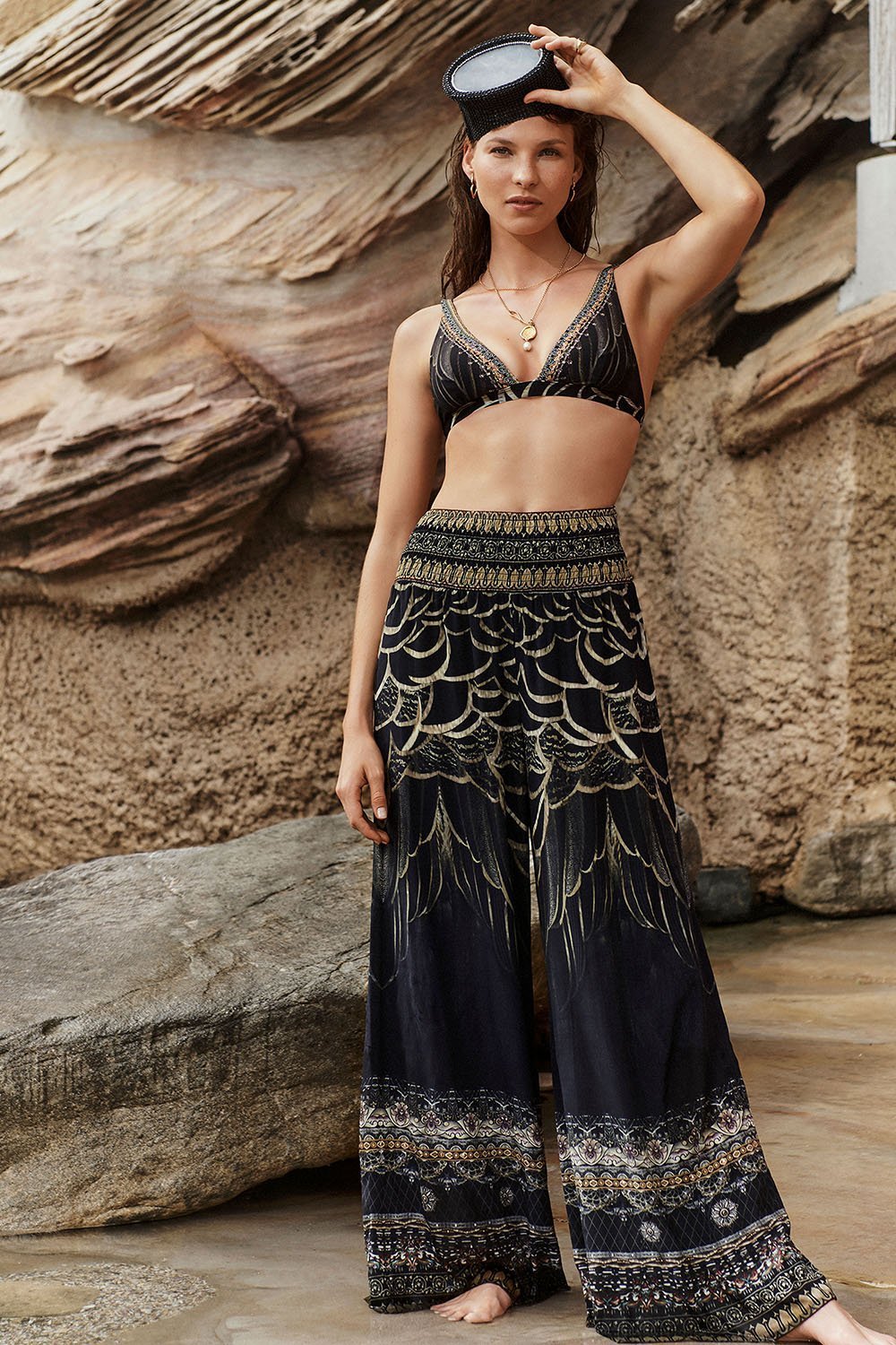 SHIRRED WAIST PANT UNDER A FULL MOON