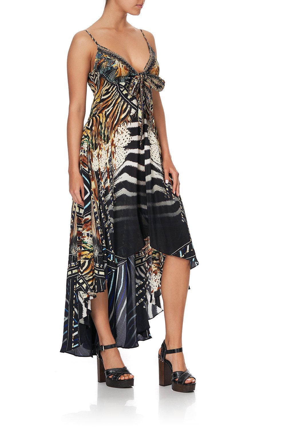 TIE DETAIL HIGH LOW DRESS LOST PARADISE