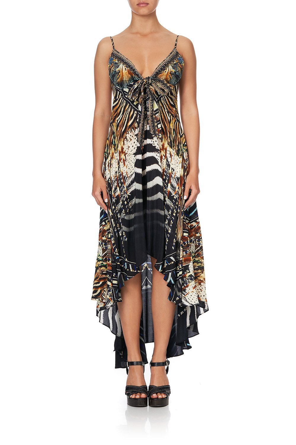 TIE DETAIL HIGH LOW DRESS LOST PARADISE