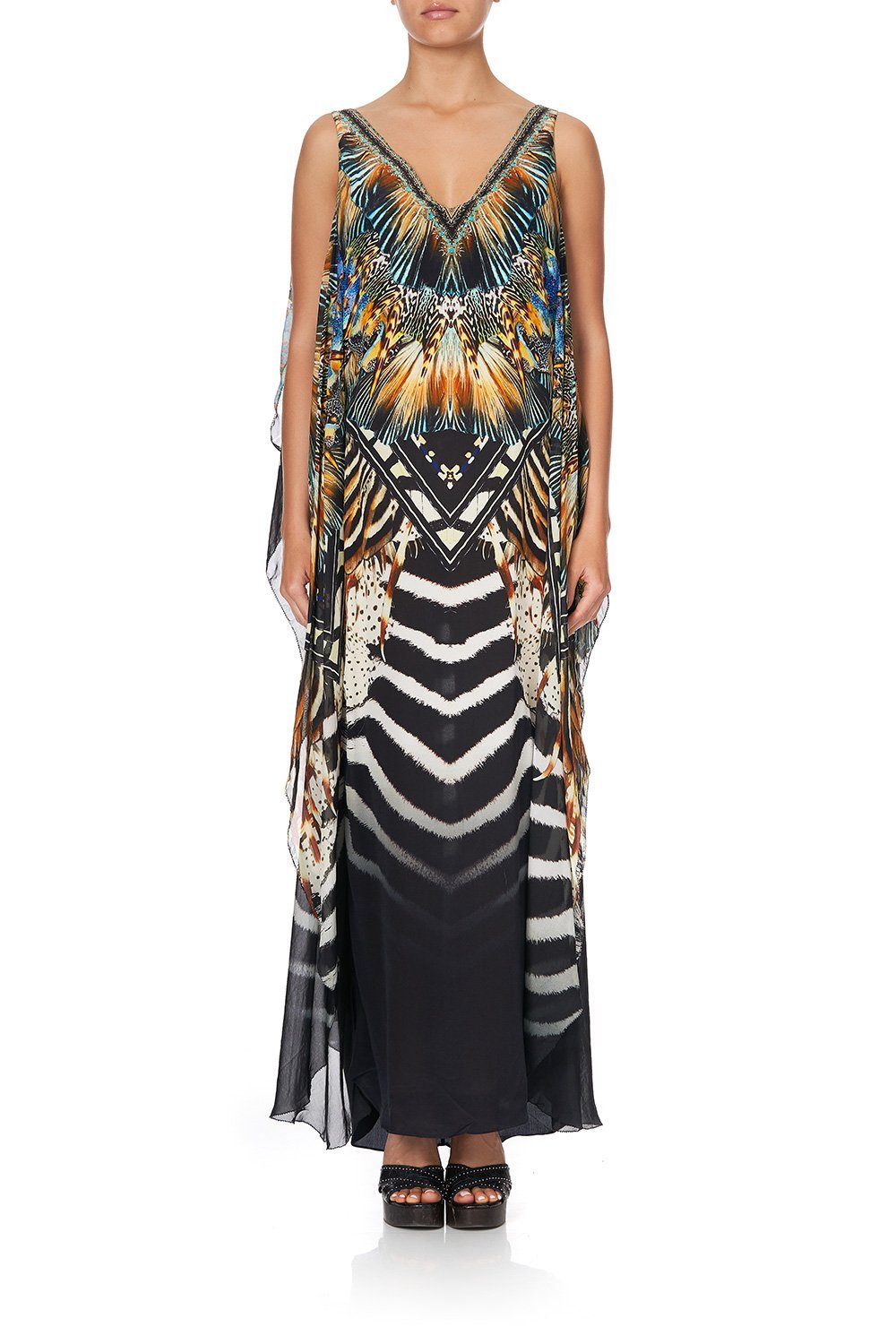 V-NECK DRESS WITH BACK OVERLAYER LOST PARADISE