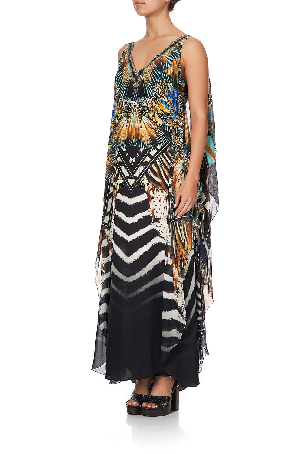 V-NECK DRESS WITH BACK OVERLAYER LOST PARADISE