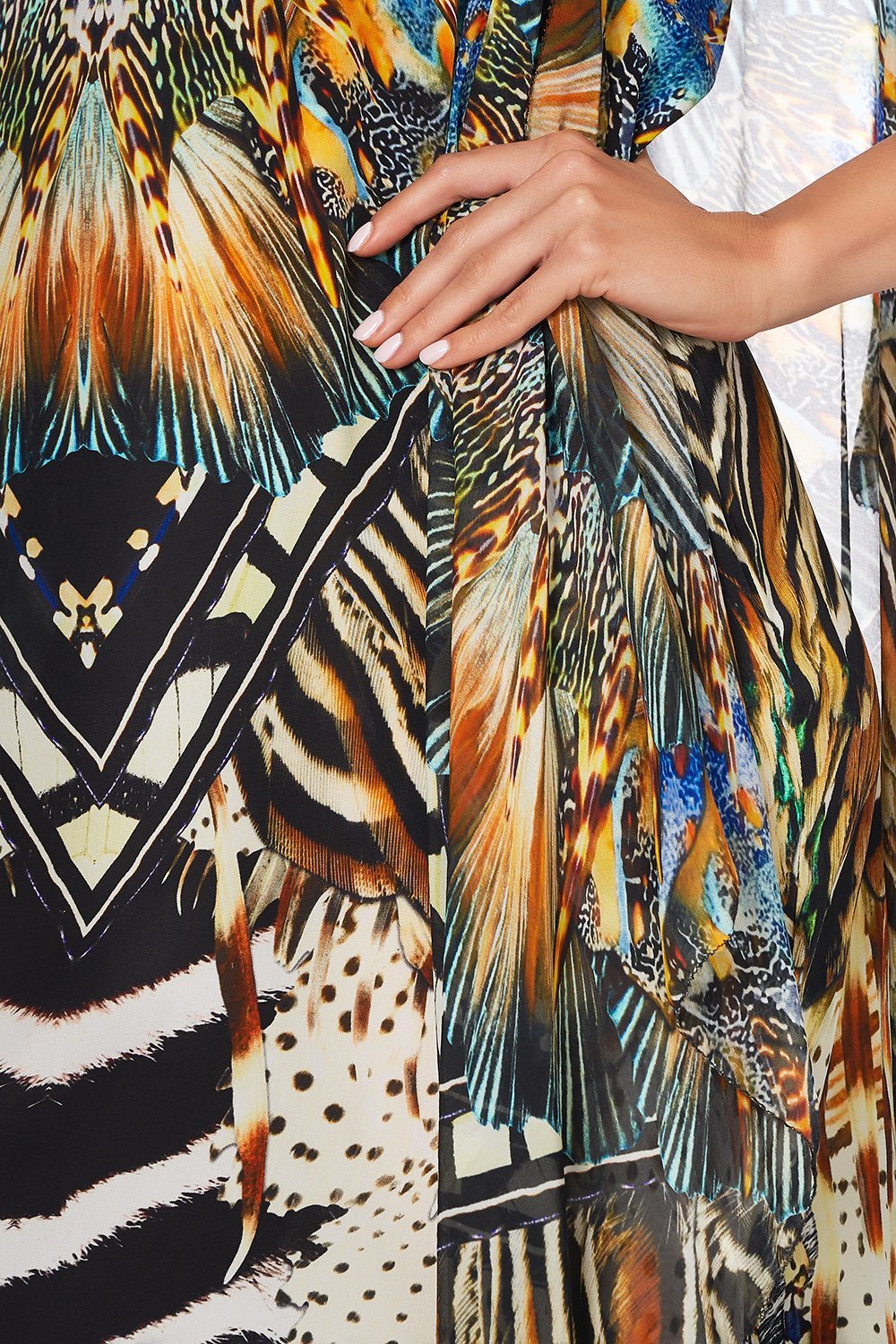 V-NECK DRESS WITH BACK OVERLAYER LOST PARADISE