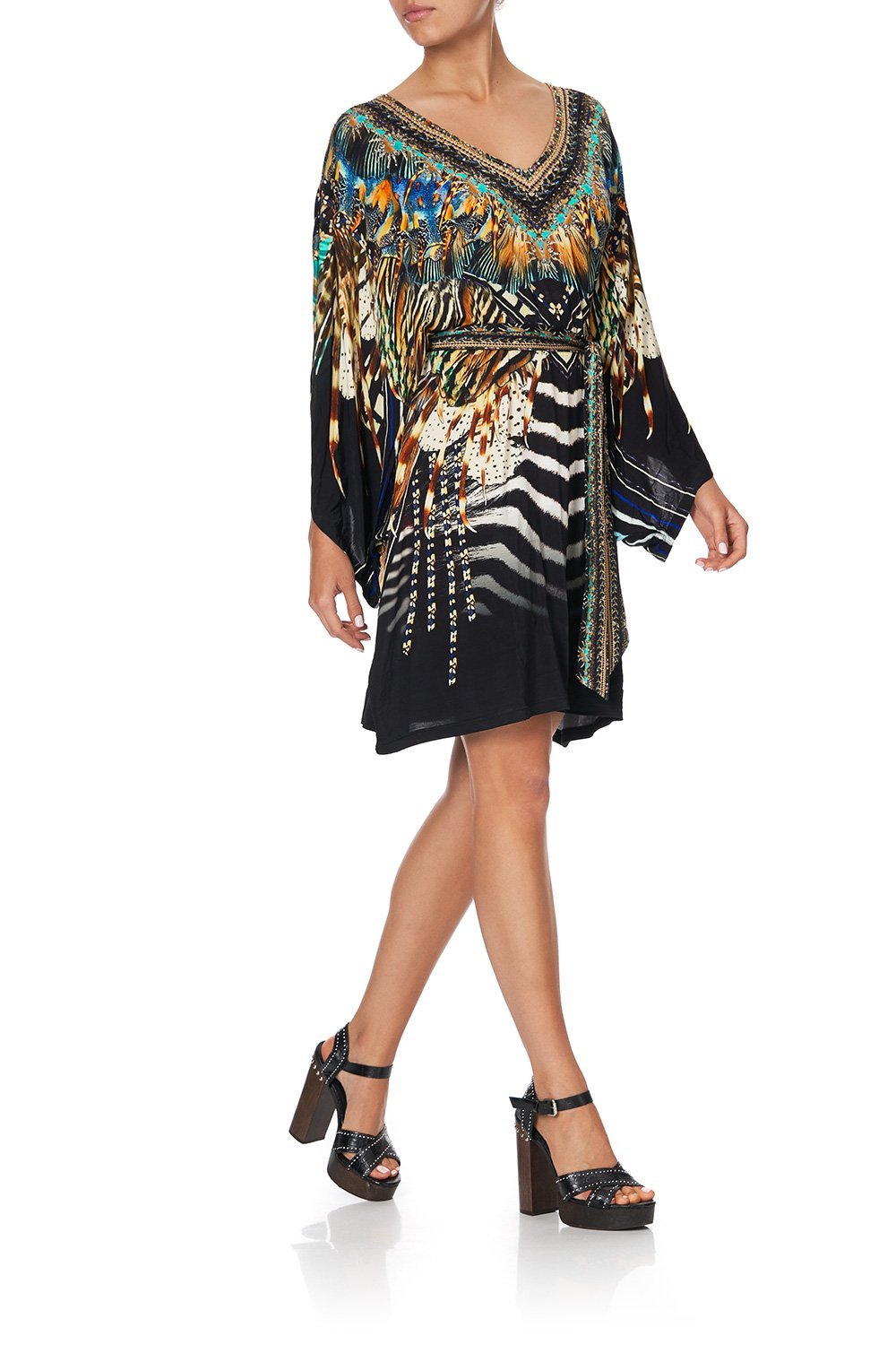 V NECK JERSEY SHORT KAFTAN W TIE LOST PARADISE