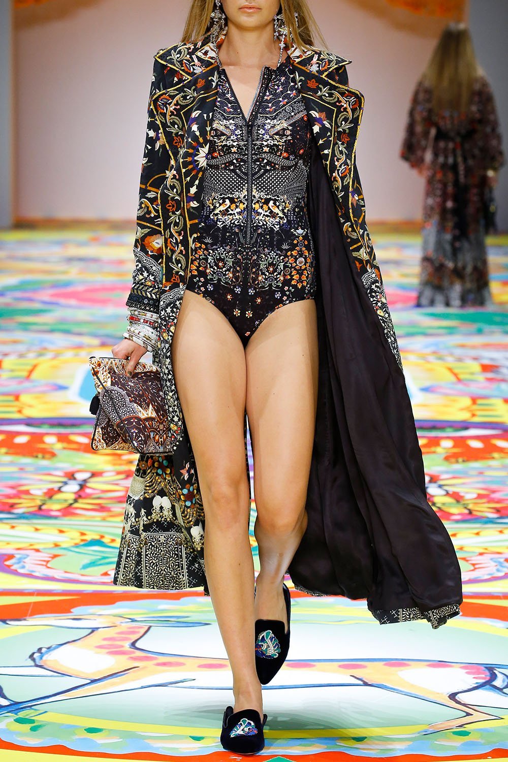 CHAMBER OF REFLECTIONS LONG OPEN COAT W WIDE COLLAR