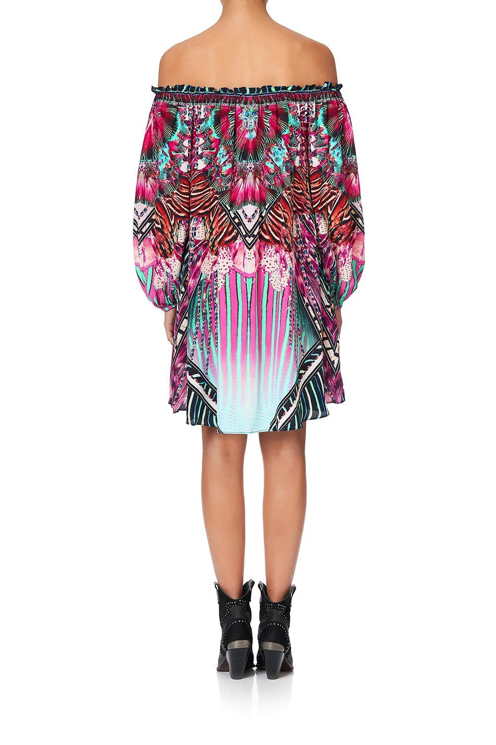 OFF SHOULDER MINI DRESS RAINBOW EYES