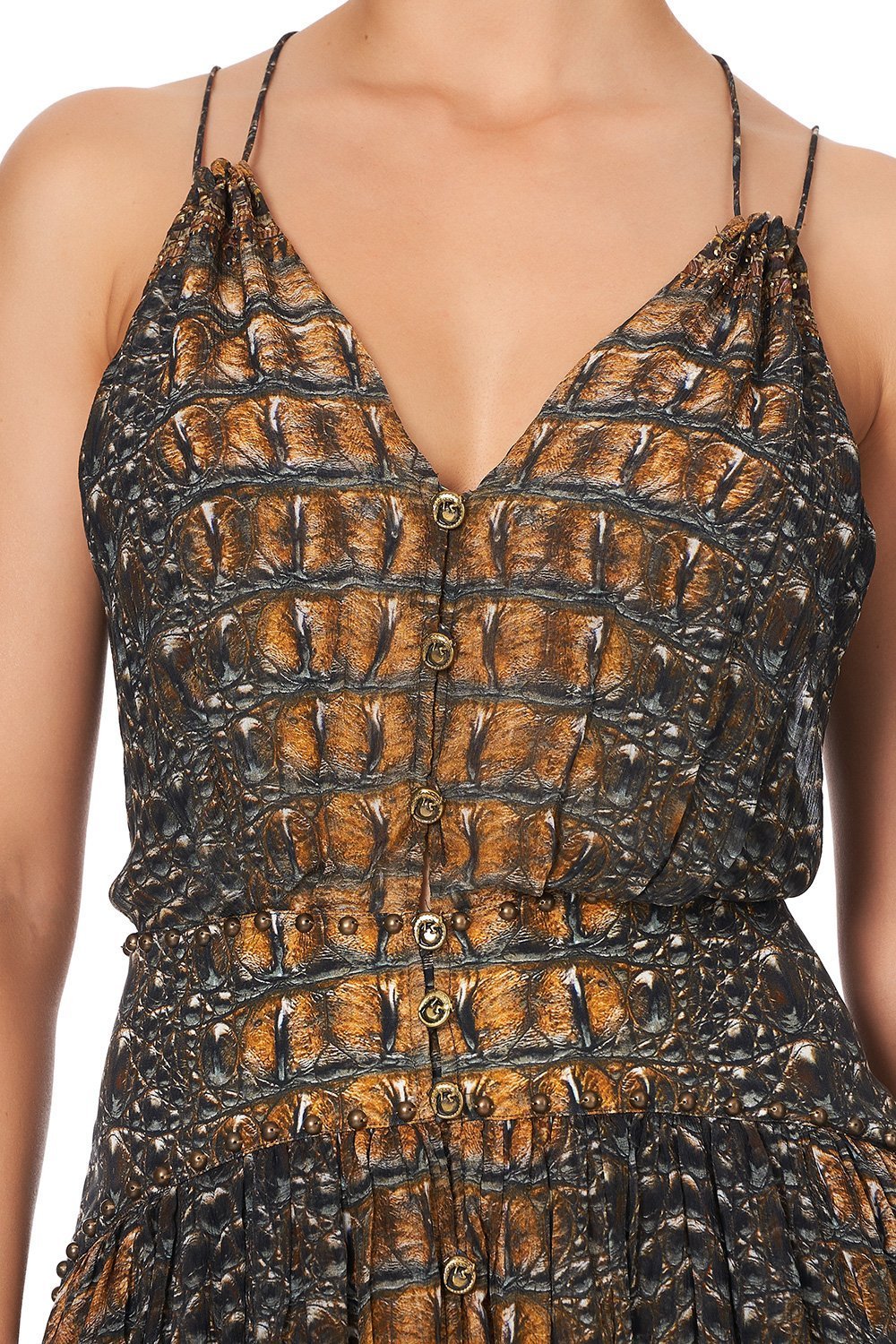 SHORT DRESS WITH SHAPED WAISTBAND CROCODILE ROCK