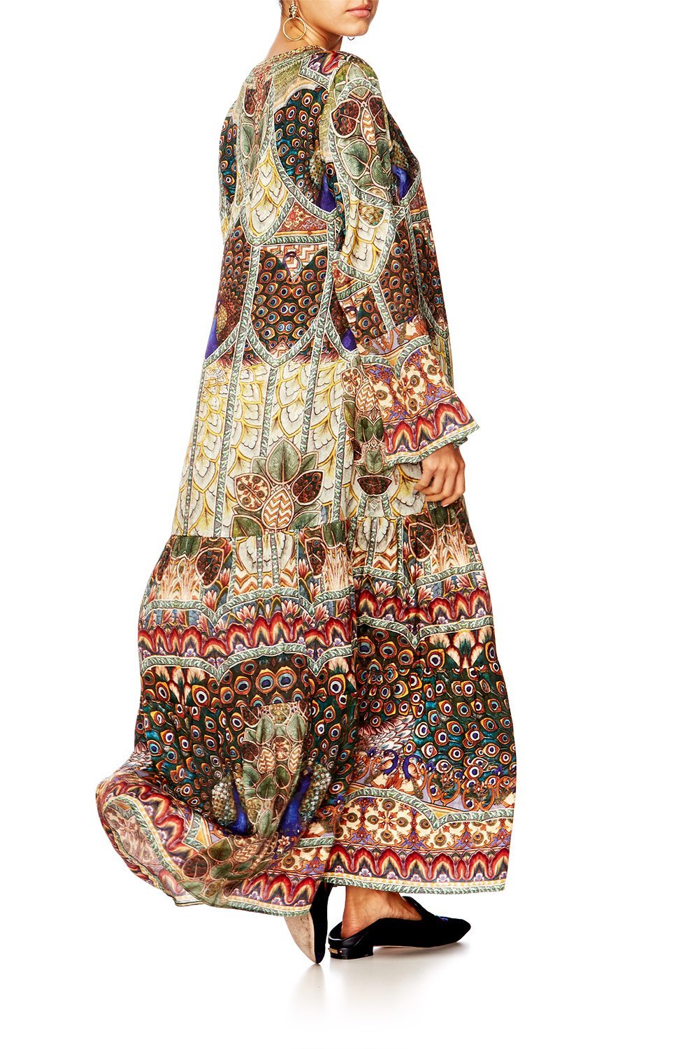 ECHOS OF ENCHANTMENT LACE UP DRESS WITH TIERED HEM