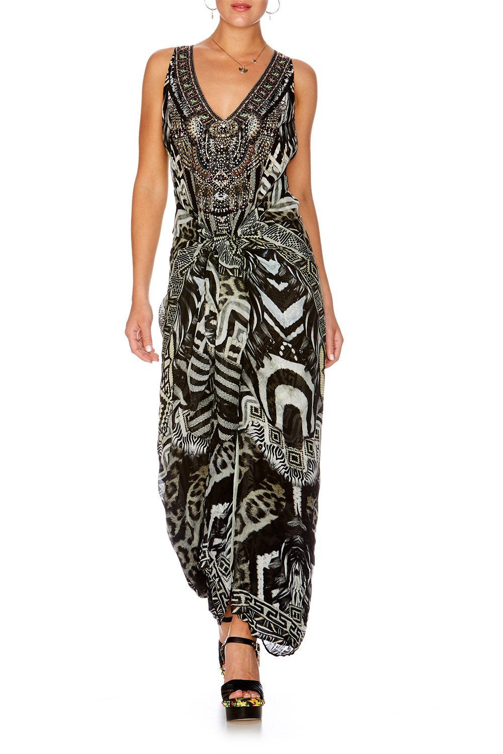 TRIBAL THEORY TIE FRONT MULTIWEAR DRESS