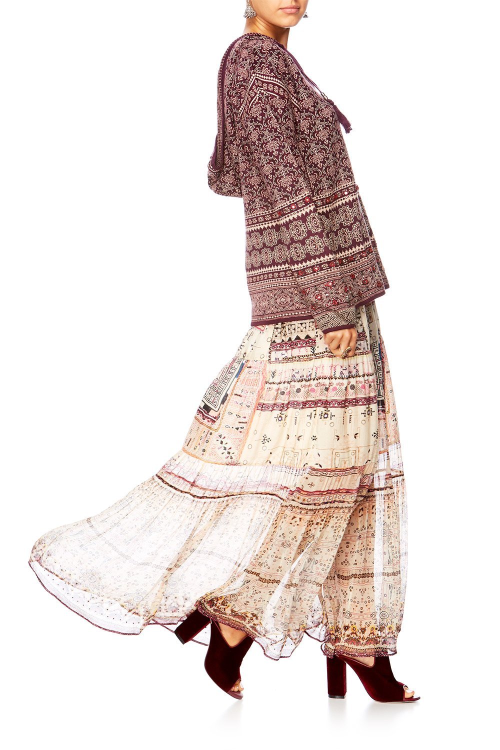 MAPPED OUT HOODED JUMPER W TASSLE