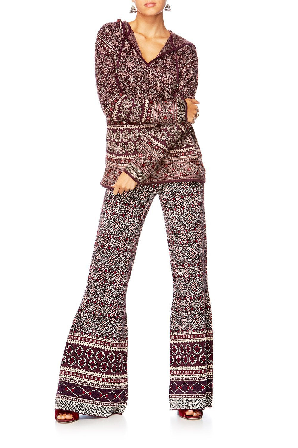 MAPPED OUT HOODED JUMPER W TASSLE