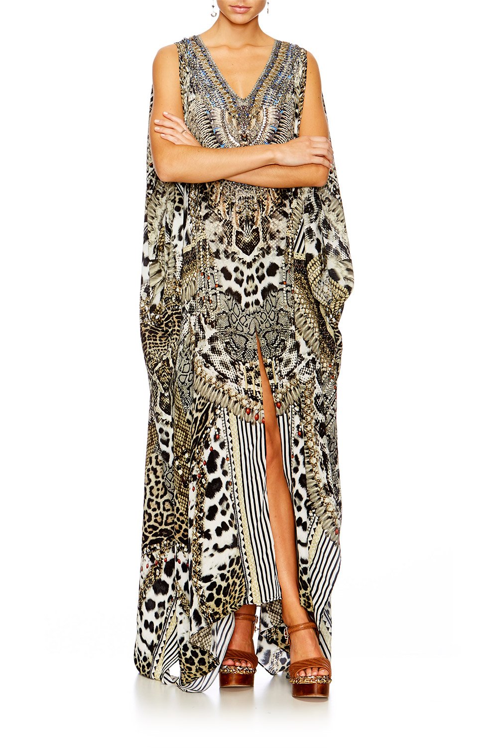 ANIMAL INSTINCT SLIT FRONT & SLEEVE KAFTAN