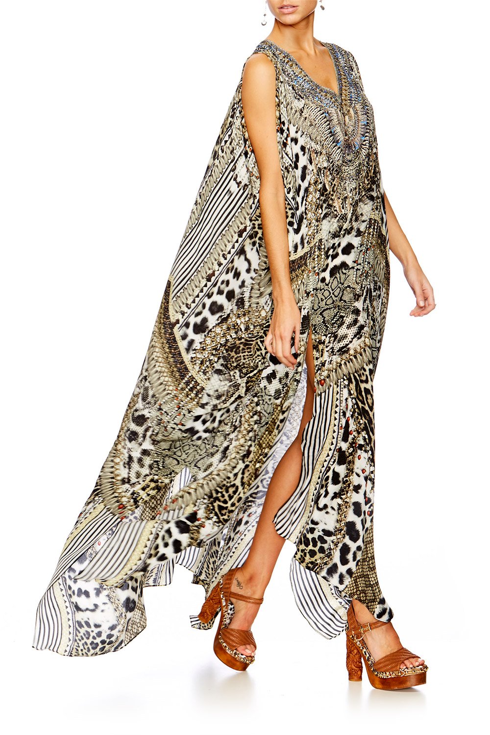 ANIMAL INSTINCT SLIT FRONT & SLEEVE KAFTAN